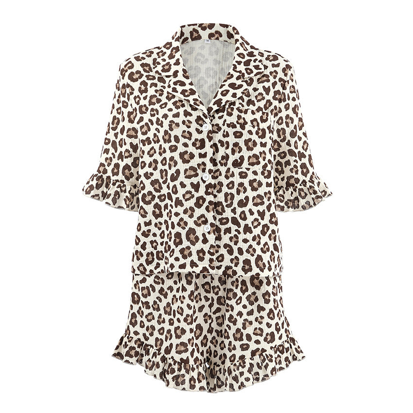 Loose Soft And Comfortable Leopard-print Pajama Set