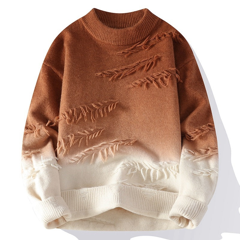 Round Neck Pullover Personalized Gradient Sweater