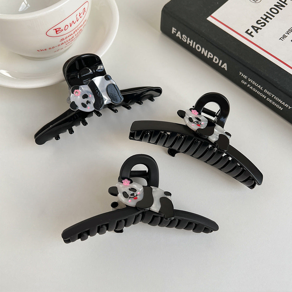 Plastic Cartoon Panda Acetate Grip Cute Animal Hair Claw Young Girl Personalized Barrettes Bang Side Shark Clip