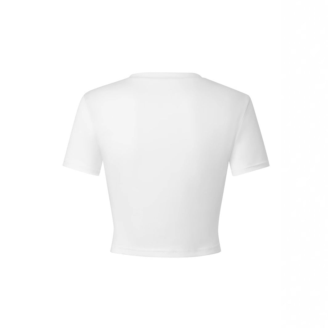Moderne, figursyet croptop med print