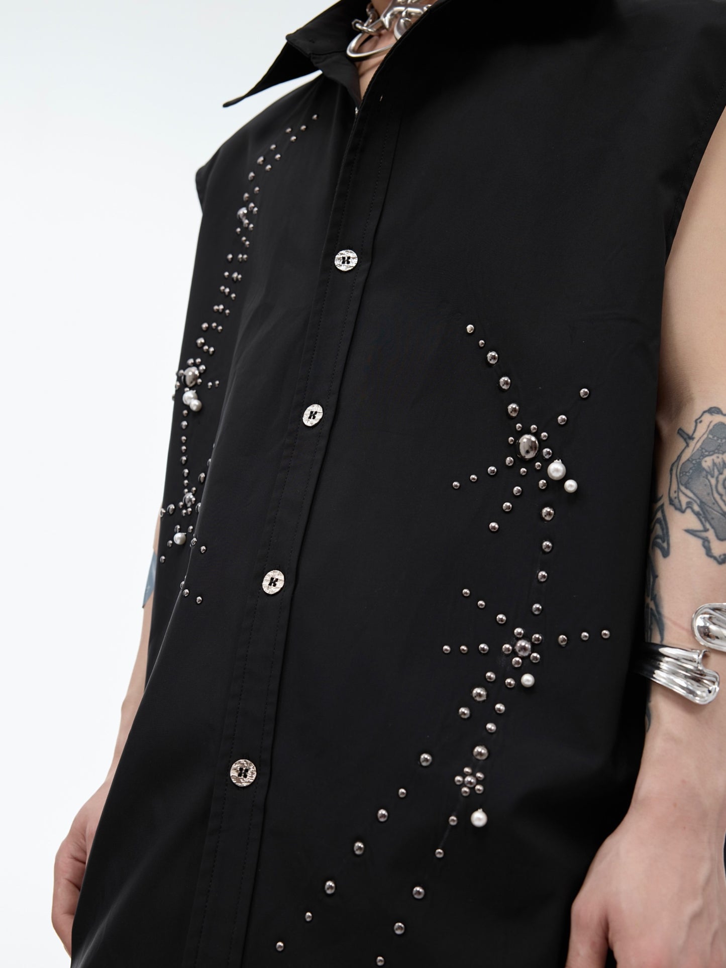 Rhinestone Design Waistcoat Vest Casual Sleeveless Jacket Shirt