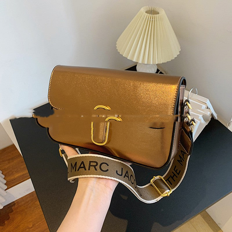 Fashion Small Square Bag Simple Texture Wide Shoulder Strap