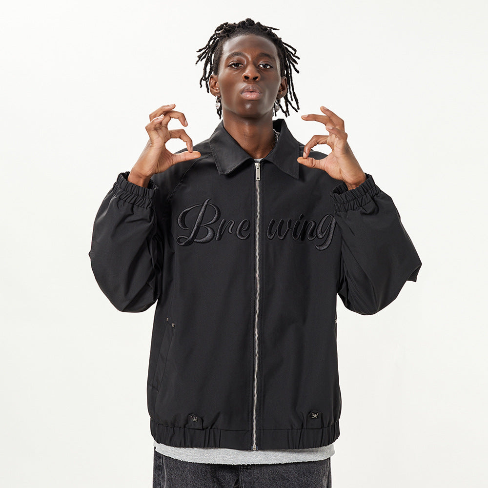Letter Embroidered Bomber Jacket Men's Spring And Autumn