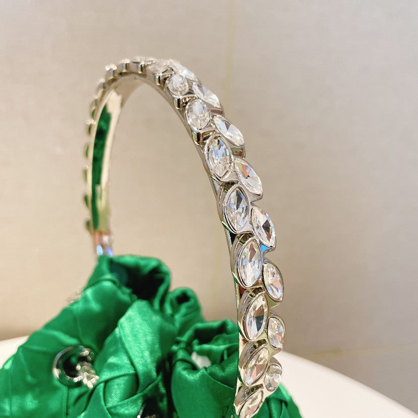 Rhinestone Ring Kæde Kvast Vævet Taske