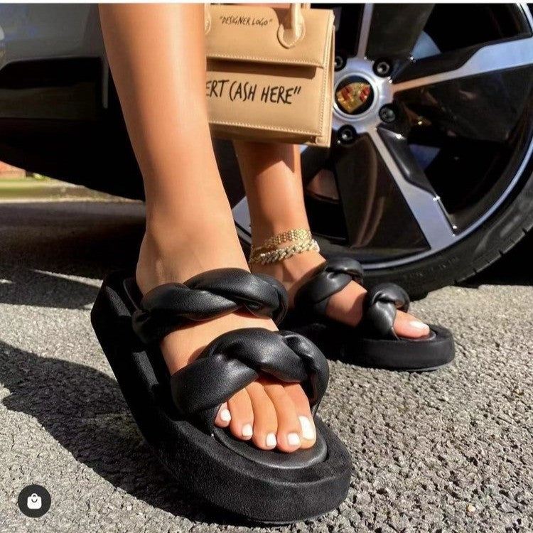 Summer Black Roman Flip Flops Beach Sandals Women's Shoes
