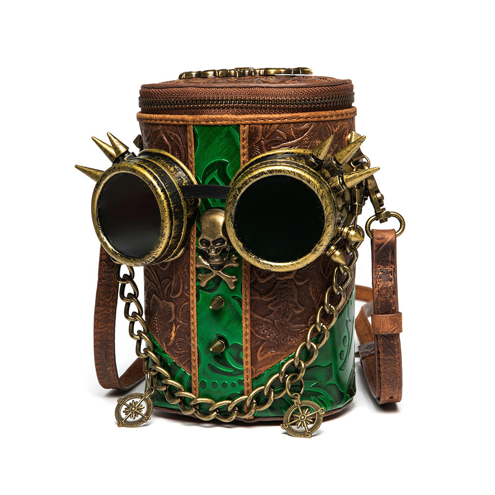 European And American Retro Style Top Layer Cowhide Bucket Bag