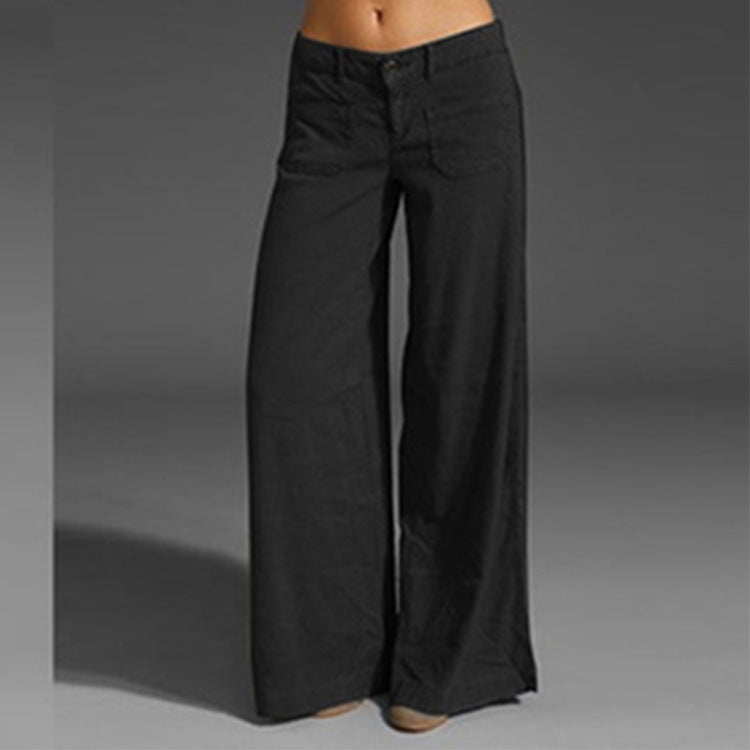 European And American Ladies Trousers Slimming Patchwork Multi-pocket Wide Leg