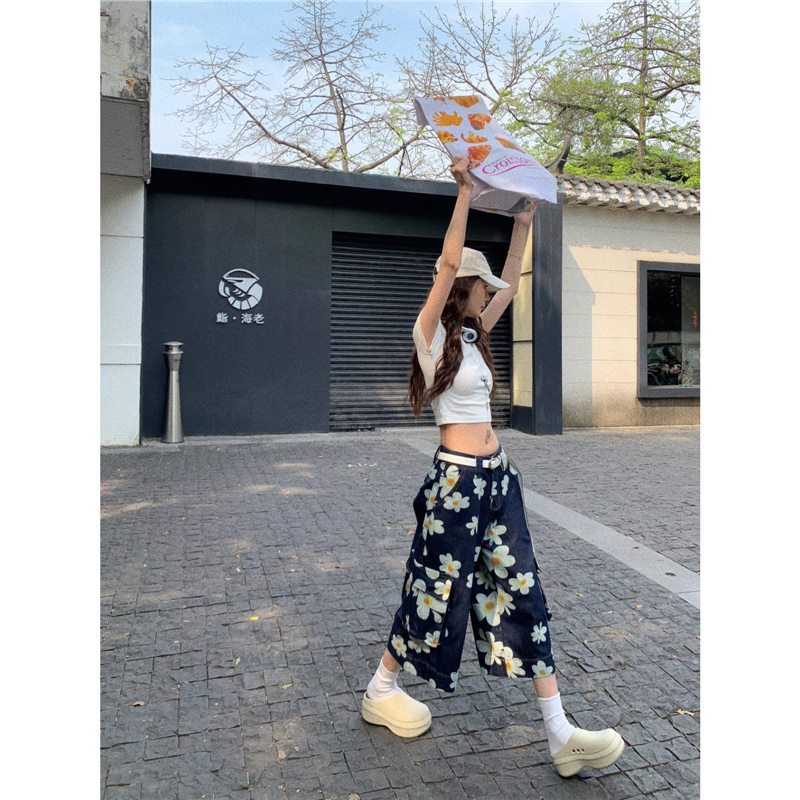 Men's And Women's Summer Trendy Loose-fitting Figure-flattering Mid-length Wide-leg Pants
