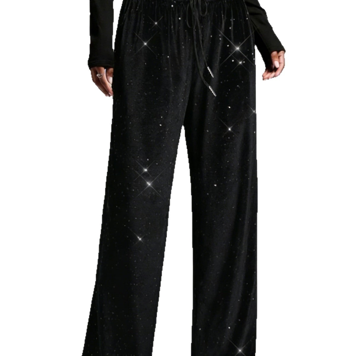 Fashionable Sequined Drawstring Slimming Stretch Pants From Europe And The US