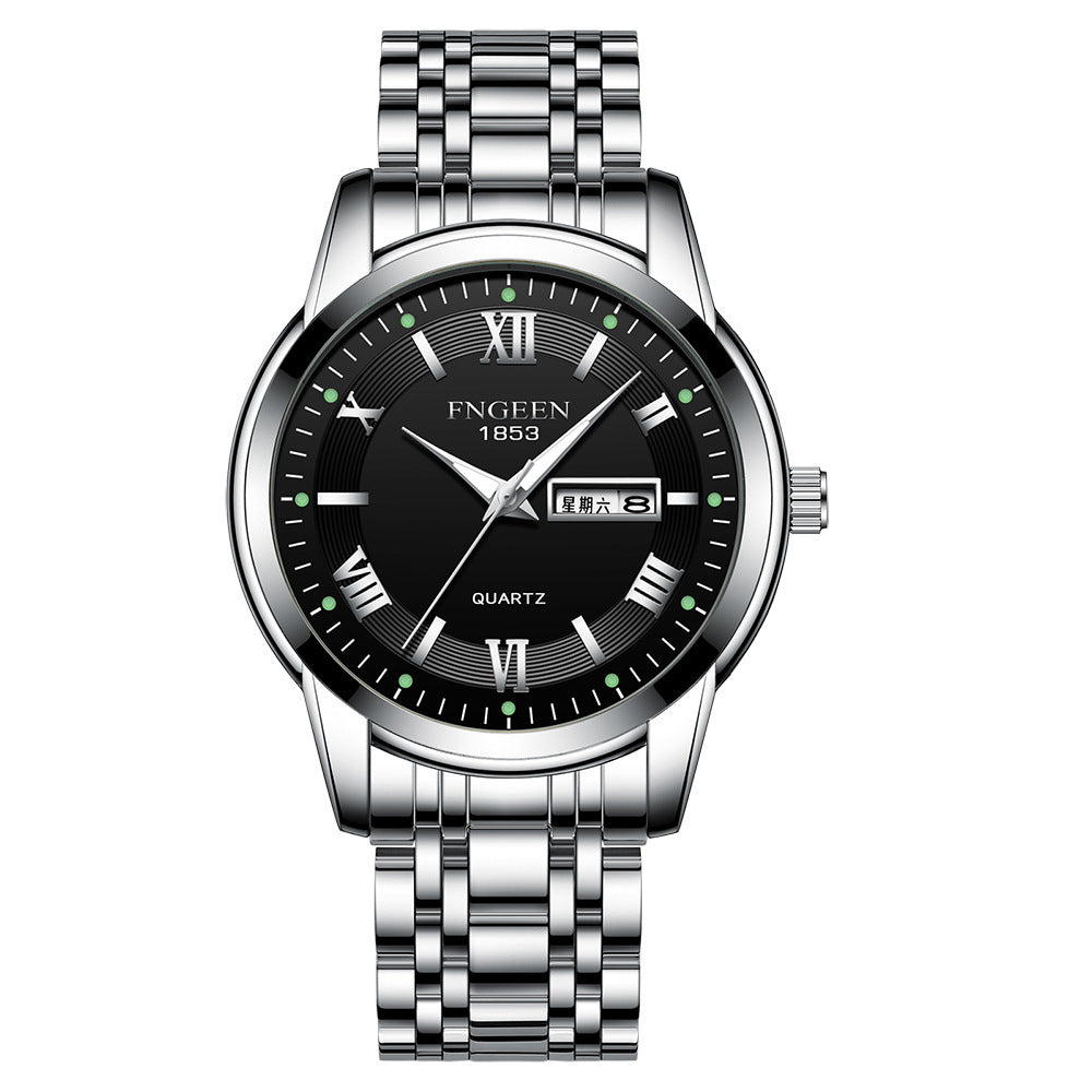 Men's Fashion Waterproof Calendar Week Luminous Quartz Watch