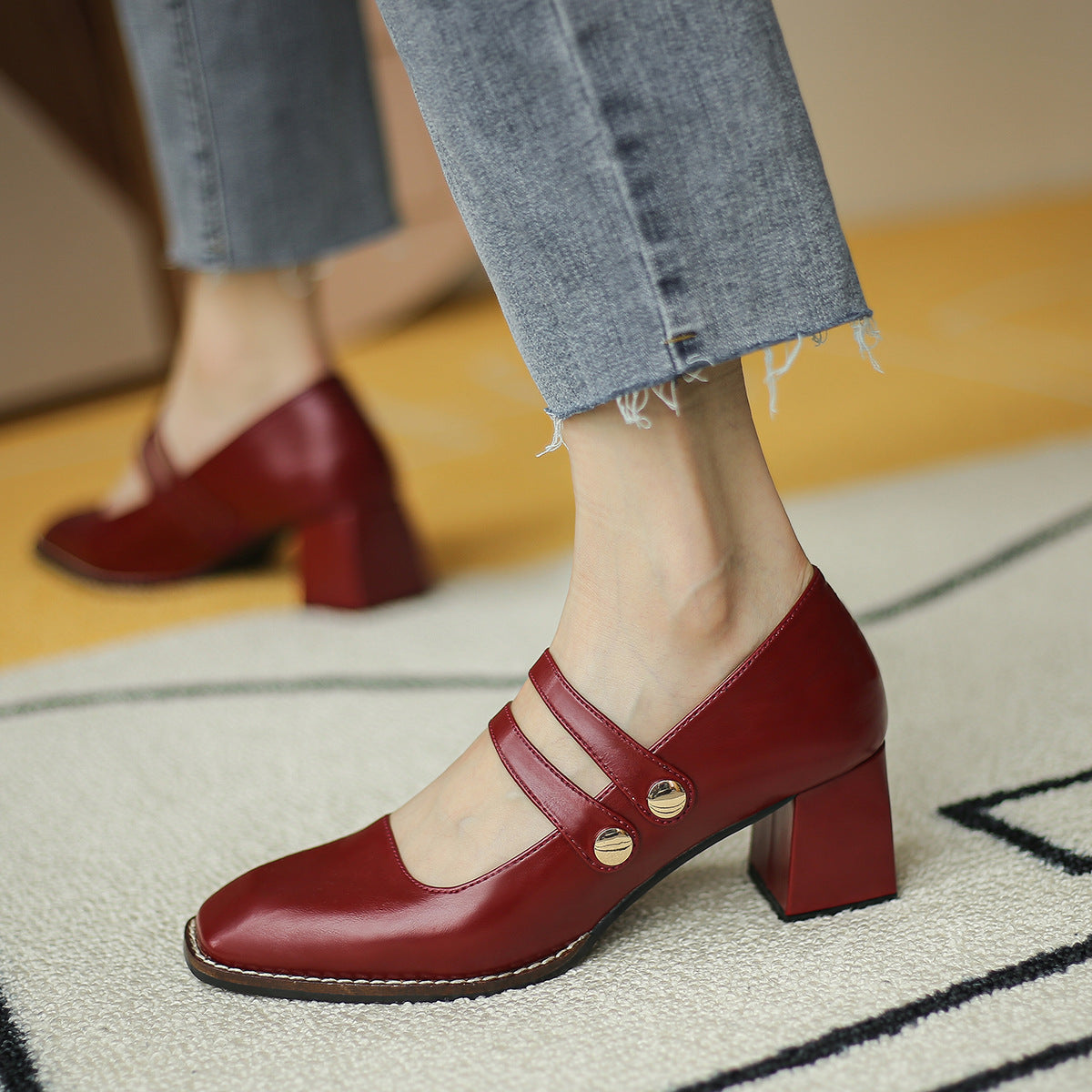 New Gentle High Thick Heel Retro Women's Shoes