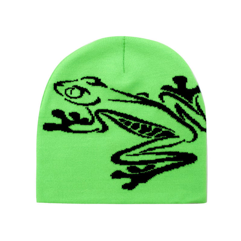 Casual Frog Knitted Street Jacquard Personality Pullover Hat