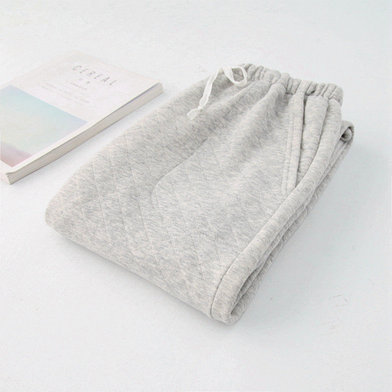 Cotton Air Layer Couple's Thickening Trousers With Side Pockets
