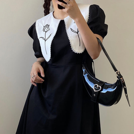 New Crescent Underarm One Shoulder Handheld Love Zipper Women's Bag