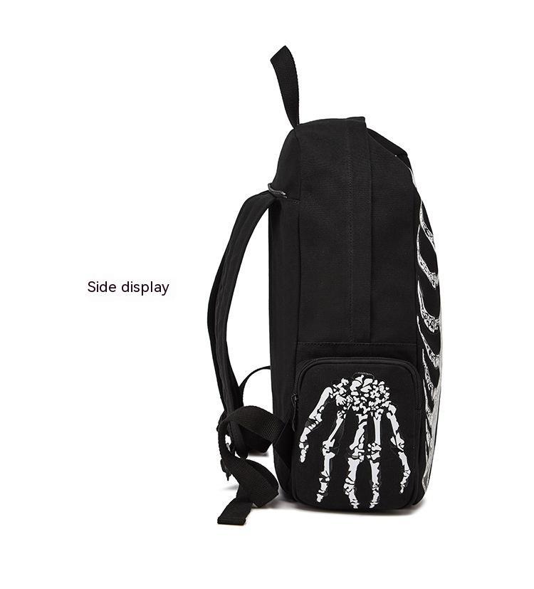 Printed Fashion European And American Canvas Bag Skull Personality Female Casual Men's Backpack