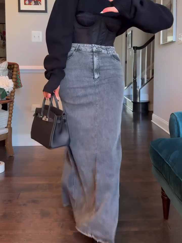 Denim Bodycon Maxinederdel
