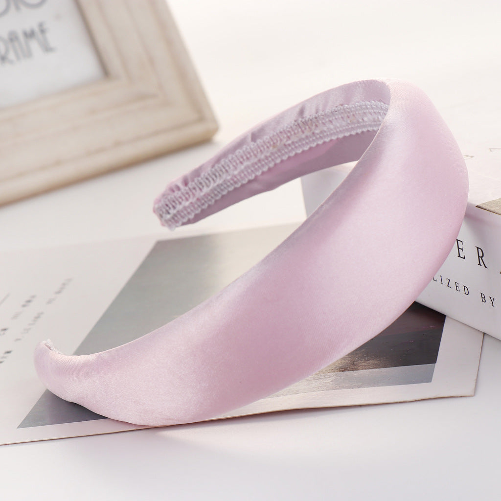Light Board Satin Sponge Headband Multi-color Wide Edge