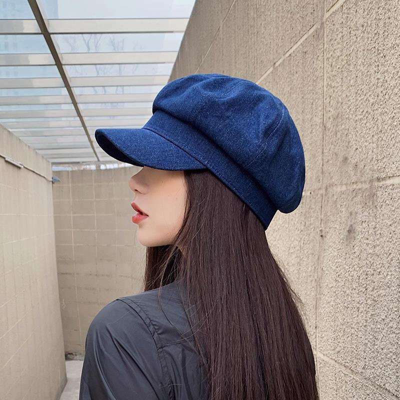 Dark Blue Denim Octagonal Cap Sun Protection
