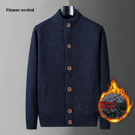 Fashion Men Thick Thread Sweater Cardigan Coat