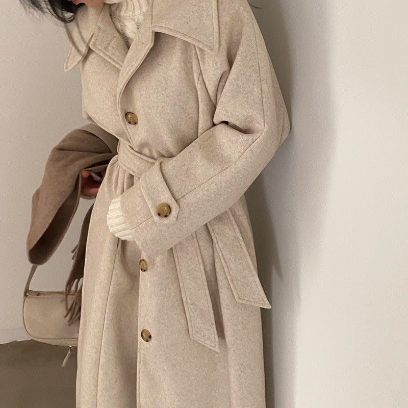 Temperament Long Woolen Coat