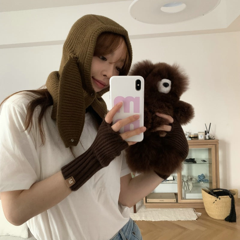 Solid Warm Knitting Wool Mask Hat