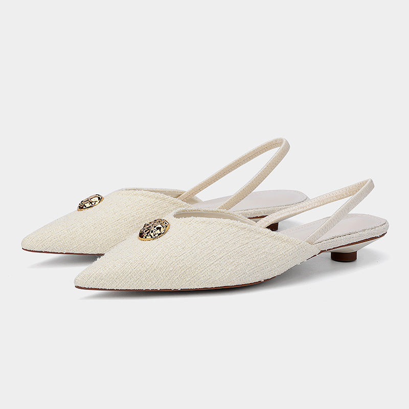 Pointed Toe Stiletto Sandals French Style Temperament Shallow Mouth Pumps Women