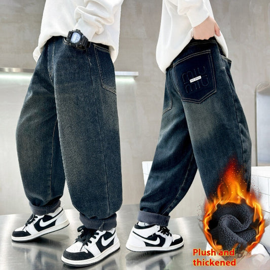 Korean Style Big Children Thick Warm Pants