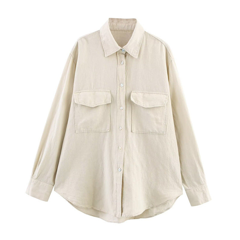 Blended Shirt Linen Blended Pleated Casual Shorts