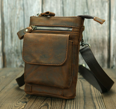 Genuine Leather Cell Phone Waist Bag Niche Simple Mini
