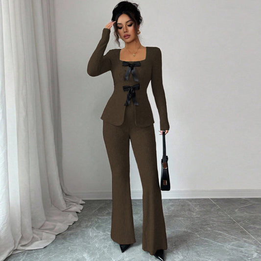 Women's Fashion Long-Sleeve Casual Pants Suit
