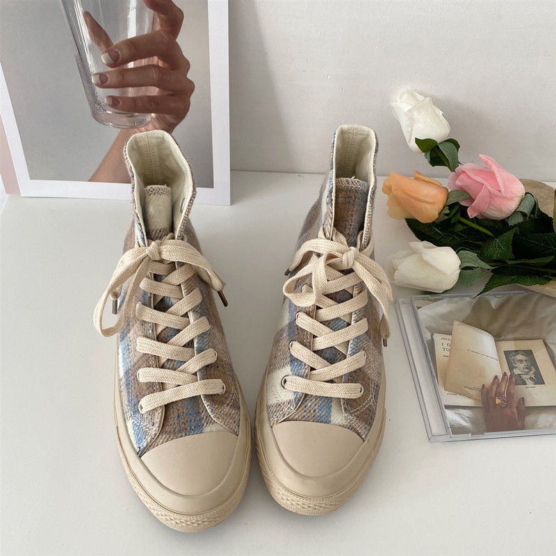 High-top Canvas Women's Trendy Retro Hong Kong Style Shoes