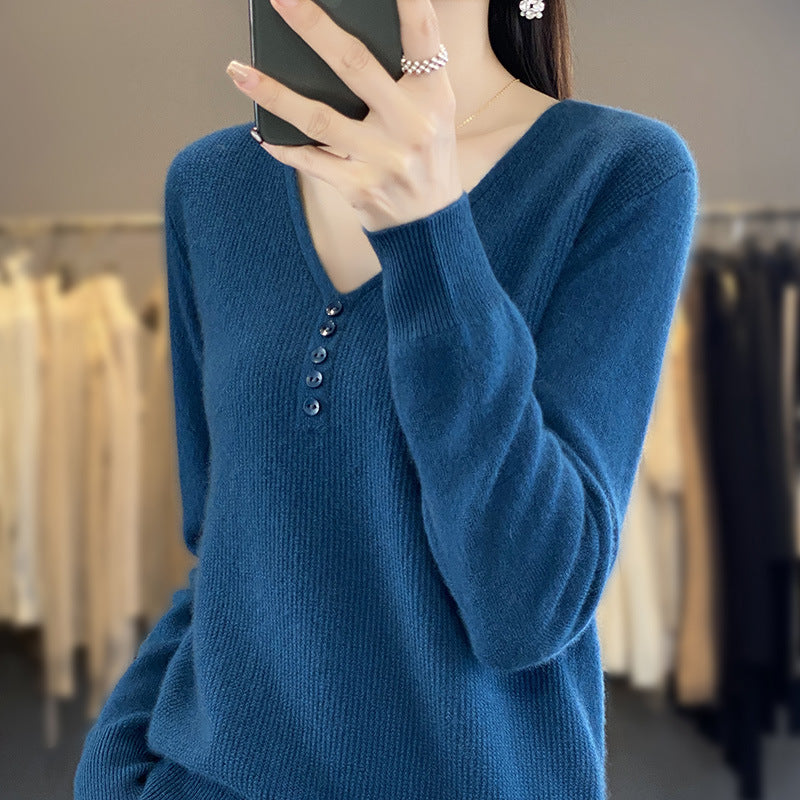 Women's Long-sleeved Sweater Top With Tie Buckle
