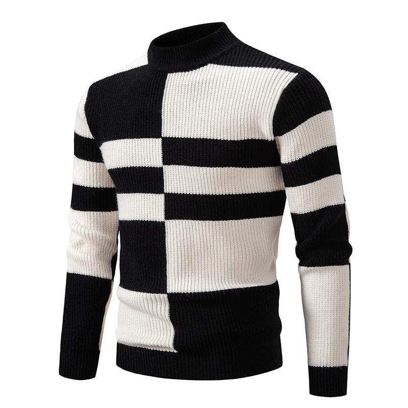 Herre Half-høj Krave Slim-fit Jumper Strik Koreansk Ungdom Mode Casual Top