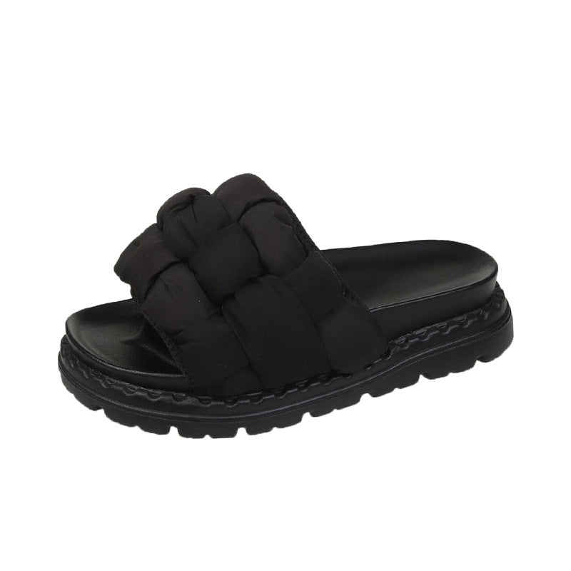 Women's New Summer Thick Bottomed Bread Woven Slippers