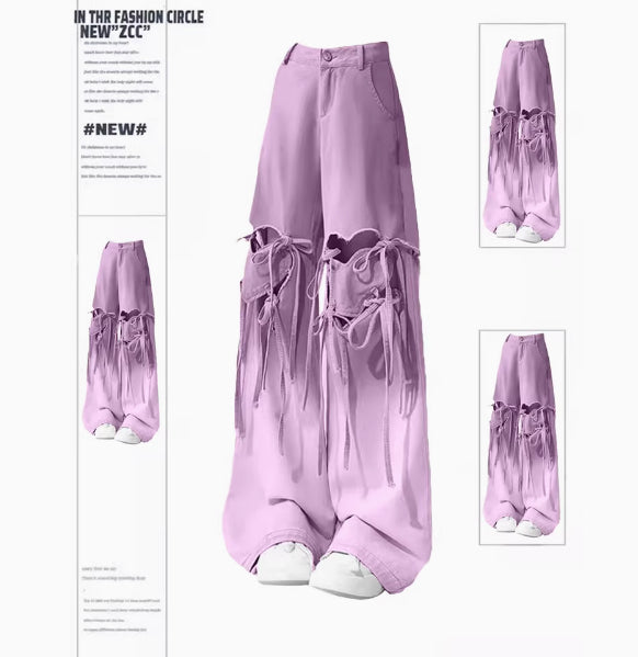Damehøjtaljede jeans med kærlighedsremdesign