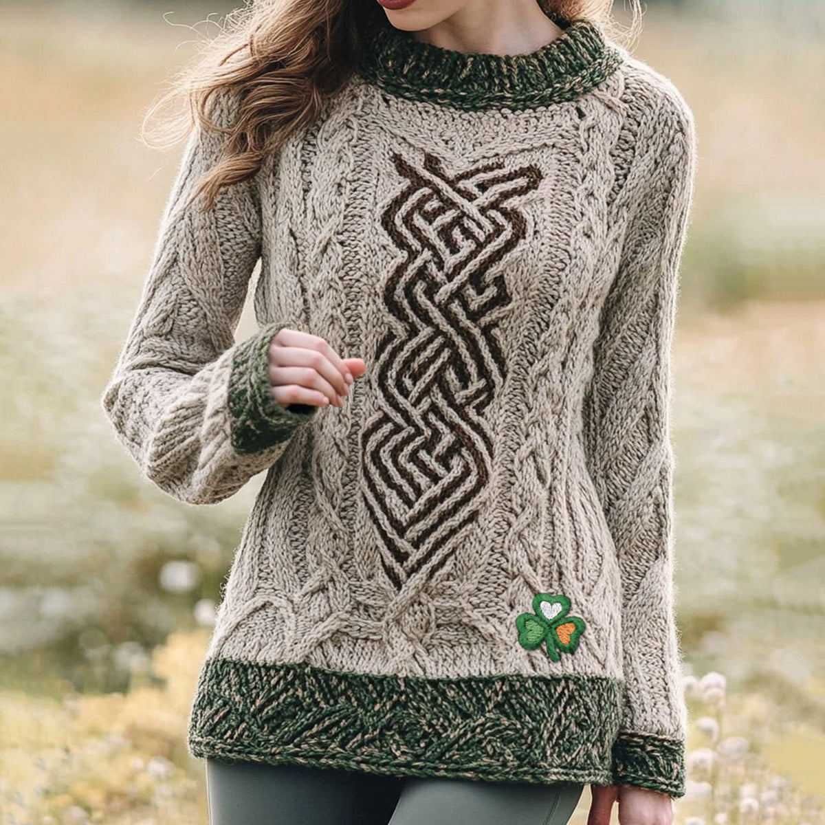 Digital-Print Crewneck Sweater Knitwear  3D