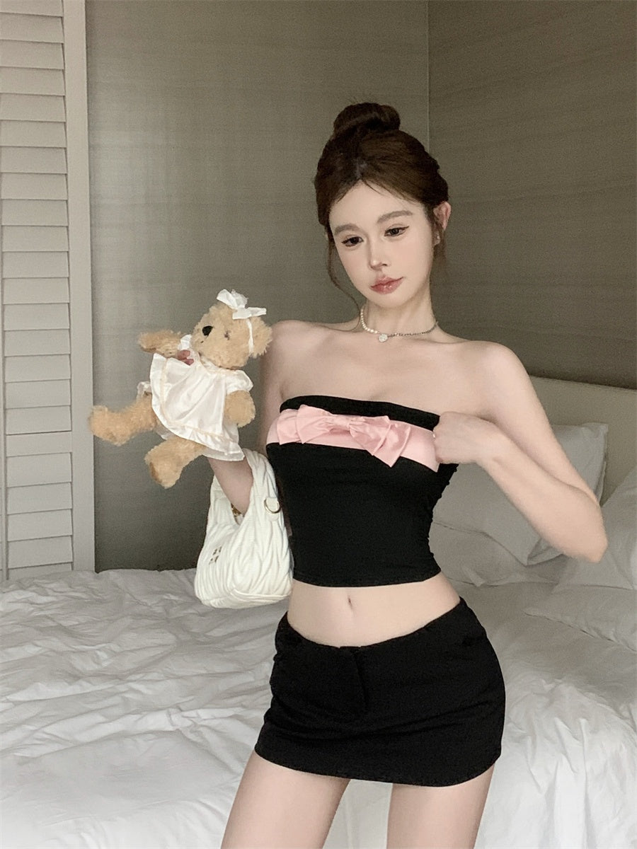 Female Casual Creative One Shoulder Bow Top
