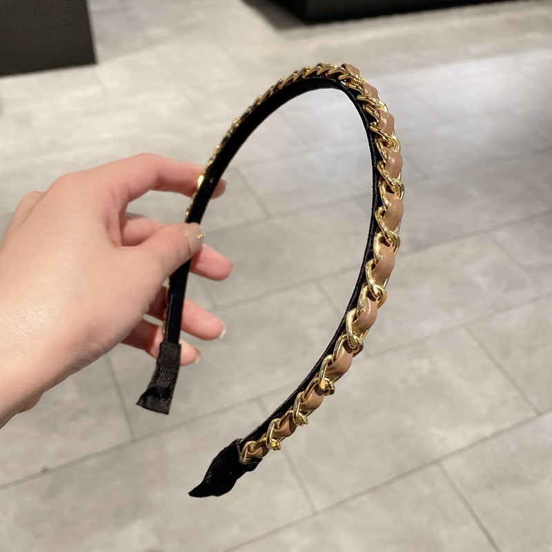 Fashion Chain Pearl Flower Dripping Hair Band