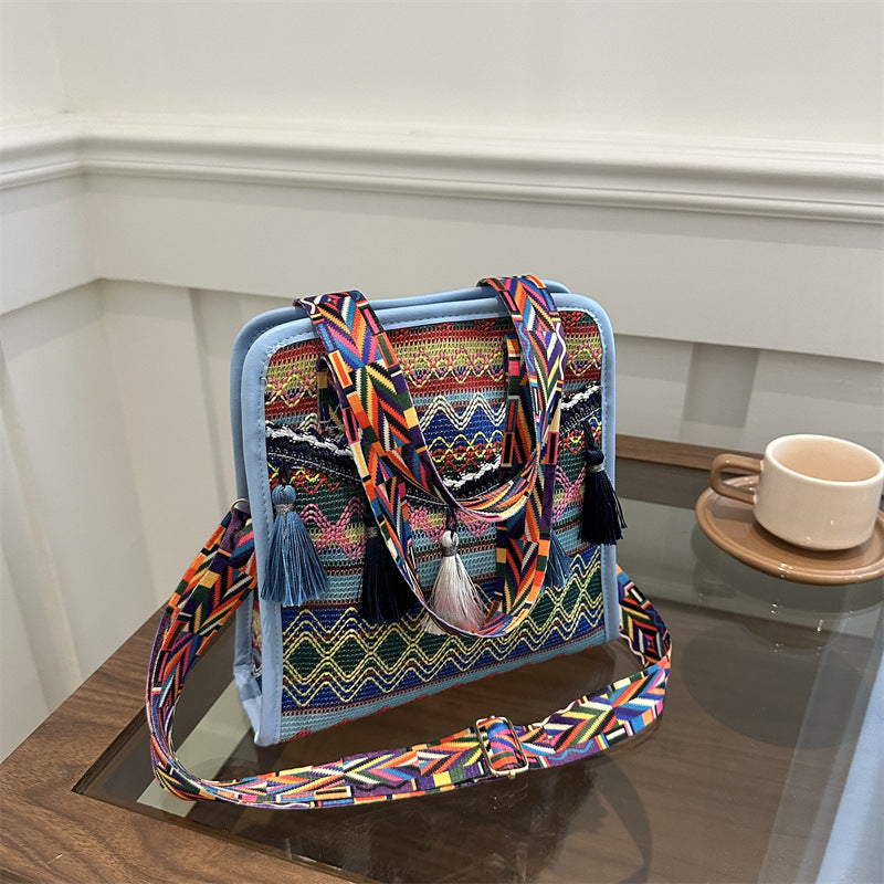 Tasker Dame Crossbody Etnisk Scenisk Område Vævet Spand