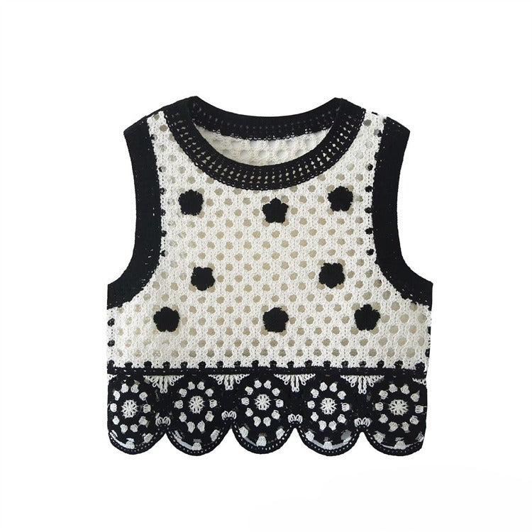Crochet Hollow-out Heavy Work Knitted Short Vest