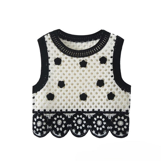 Crochet Hollow-out Heavy Work Knitted Short Vest