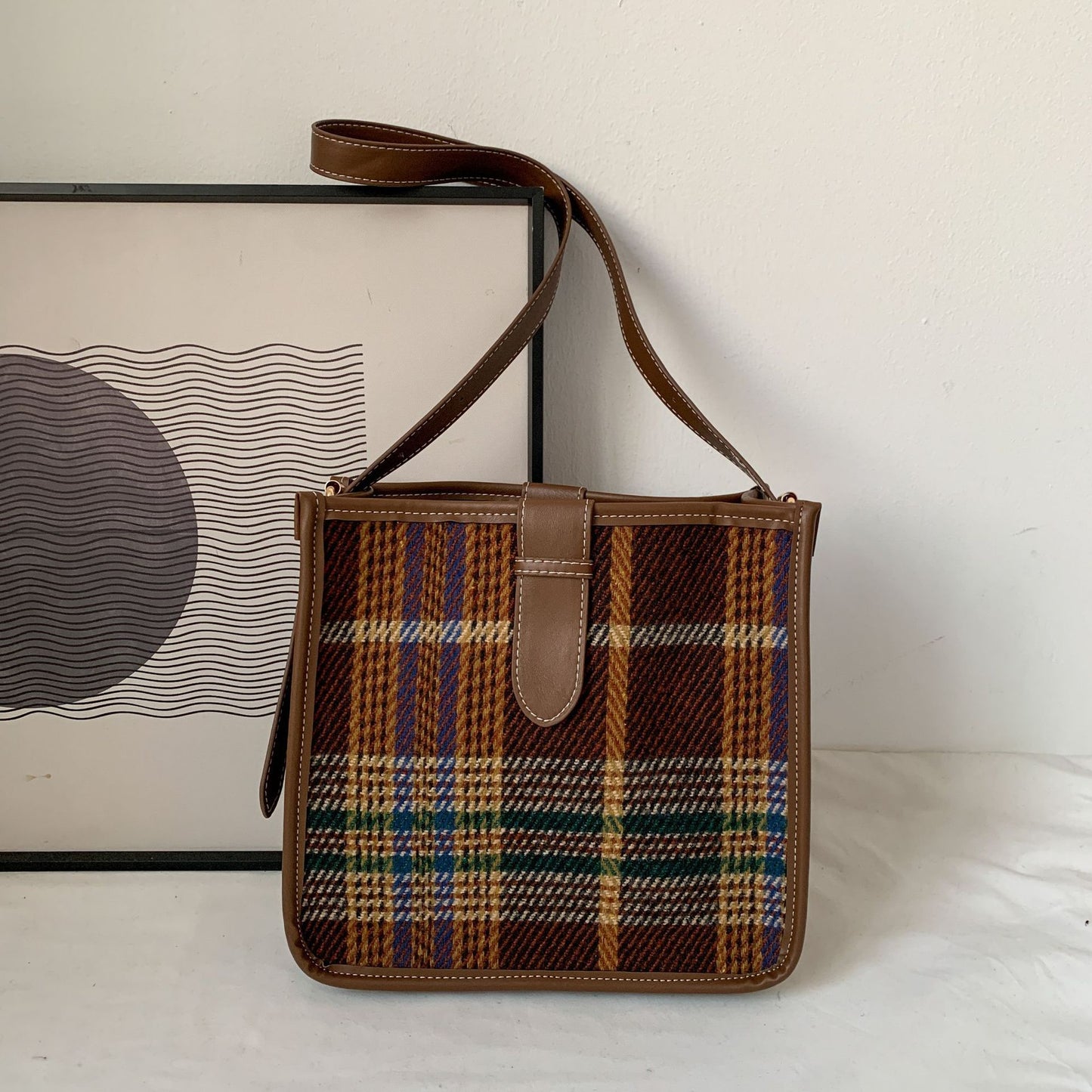 Women's Retro Plaid Crossbody Fashion Bag