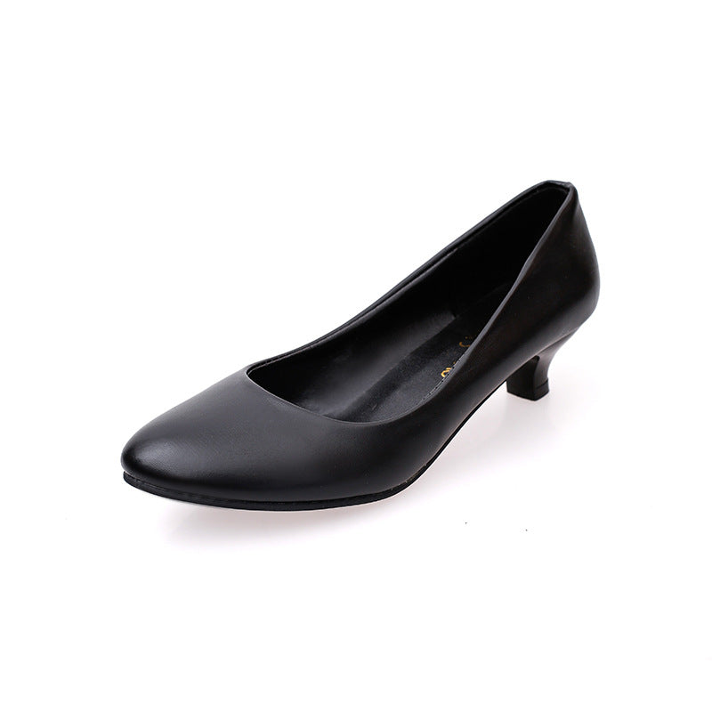 Round Toe Women's Shoes Large Size Thick Heel