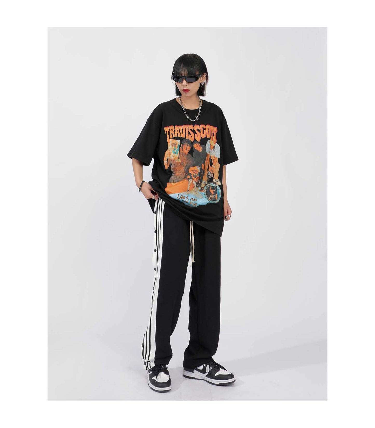 High Waist Loose Side Button Casual Sports Pants