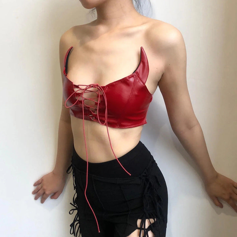 Little Devil Strapless  Back Hollow Wrap Chest Women
