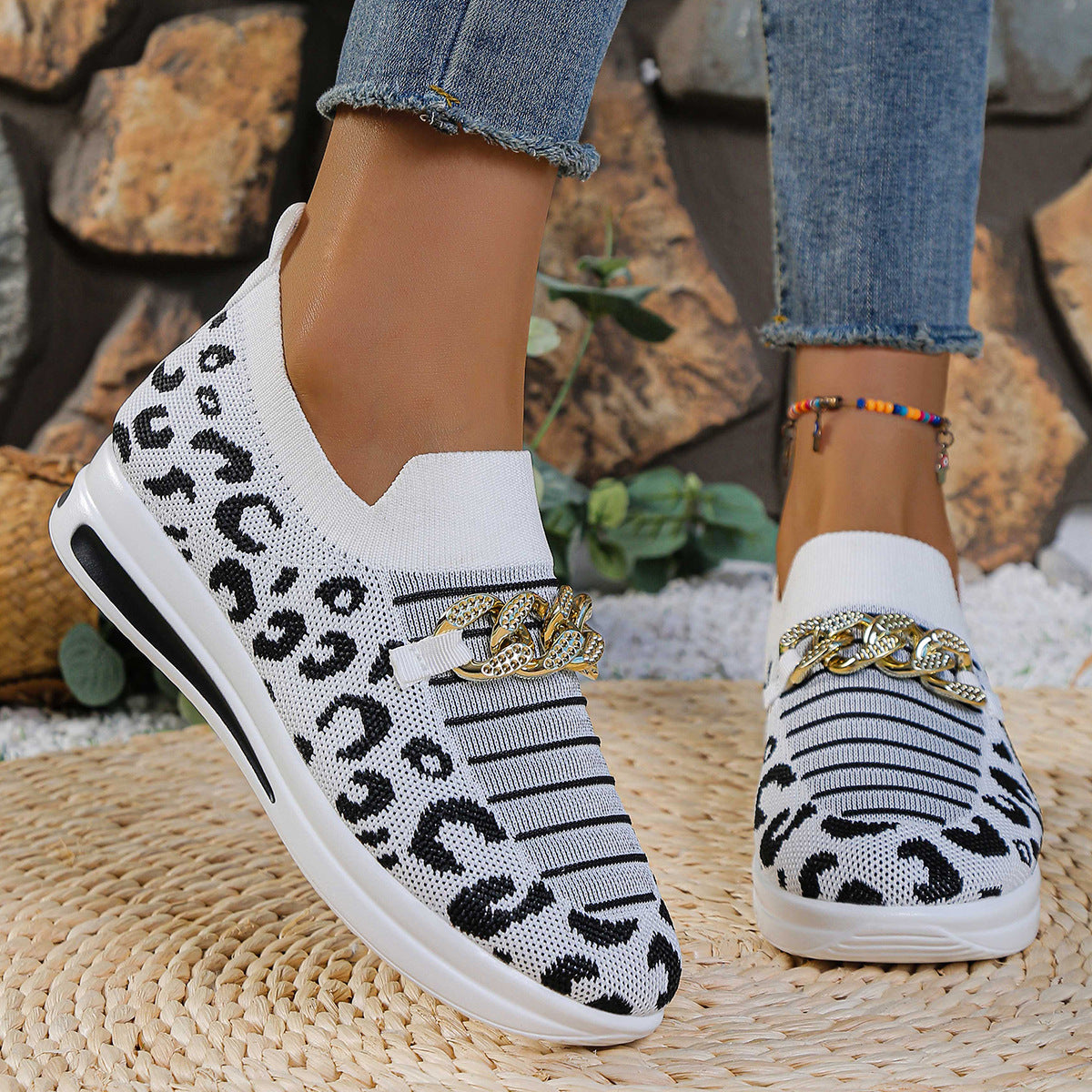Flade slip-on-loafers, store, afslappede sneakers, åndbare