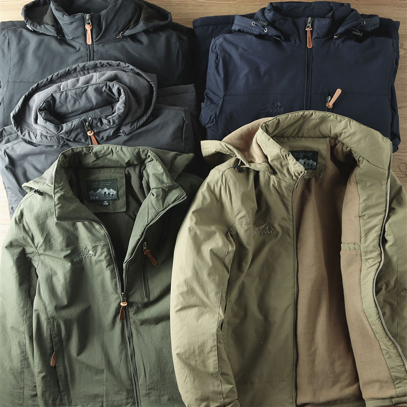 Men's Outdoor Casual Fleece And Thick Workwear Shell Jacket Jacket Tide
