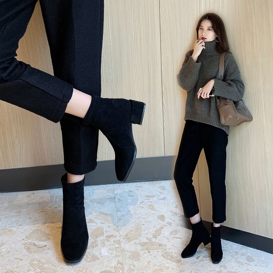 Spring And Autumn Single Shoes Thick Heel Short Boots Autumn And Winter New Wild Martin Boots