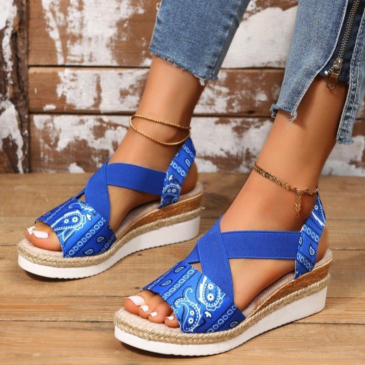 New Large Size Wedge Sandals Women's Fashion Snake Pattern