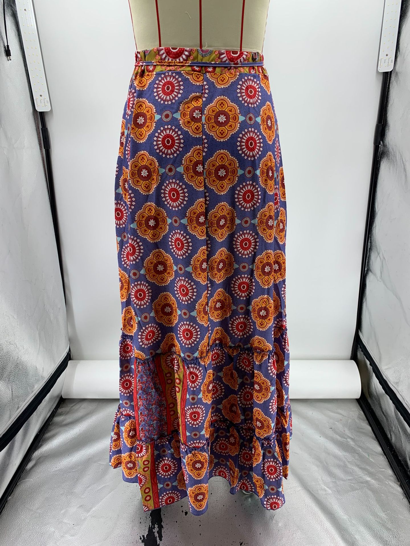 Women's Printed Long Skirt With Ruffle Edge Skirt